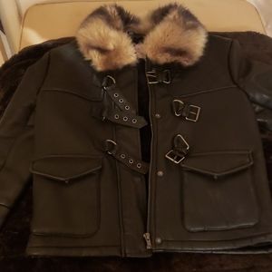 Romeo & Juliet Couture Faux Leather Aviator Jacket